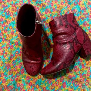 Urban outfitters red snake skin boots